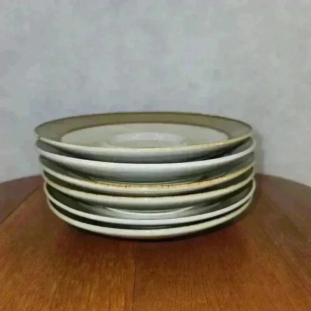 Rainbow Stoneware Saucer Plates Mango (Green) Set Of 6  #656 6-3/8” Japan‎